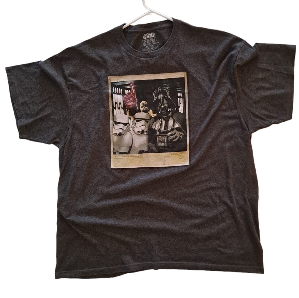 Star Wars grey short sleeve shirt with Darth Vader, Chubacca, and Storm …